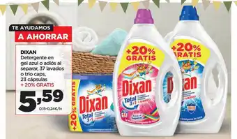 Alimerka Dixan Detergente En Gel Azul O Adiós Al Separar 37 Lavados O Trio Caps 23 Cápsulas oferta