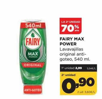 Alimerka La 2a Unidad 70% Dto Fairy Max Power Lavavajillas Original Anti-goteo oferta