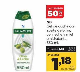 Alimerka La 2a Unidad 50% Dto Nb Gel De Ducha Con Aceite De Oliva Con Leche Y Miel O Hidratante oferta