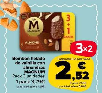 Carrefour Market Bombón Helado De Vainilla Con Almendras Magnum oferta