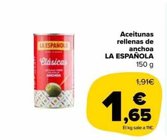 Carrefour Market Aceitunas Rellenas De Anchoa La Española oferta