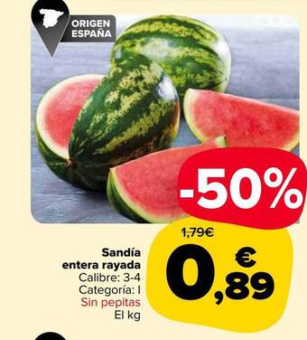 Carrefour Market Sandía Entera Rayada oferta