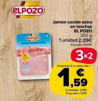 Carrefour Market Jamón Cocido Extra En Lonchas El Pozo oferta