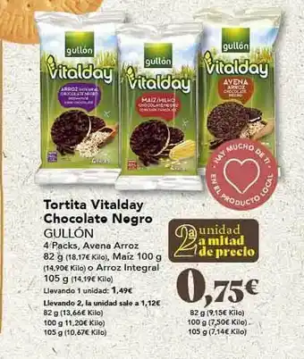 Gadis Tortita Vitalday Chocolate Negro Gullón oferta