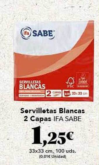 Gadis Servilletas Blancas 2 Capas Ifa Sabe oferta