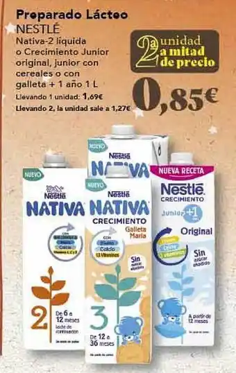 Gadis Preparado Lacteo Nestlé Nativa-2 Liquida O Crecimiento Junior Original Junior Con Cereales O Con Galleta + 1 Año oferta