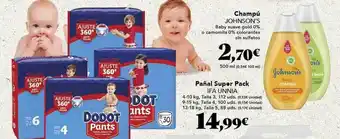 Gadis Champú Johnson's Baby Suave Gold 0% O Camomila 0% Colorantes Sin Sulfatos Pañal Super Pack Ifa Unnia oferta
