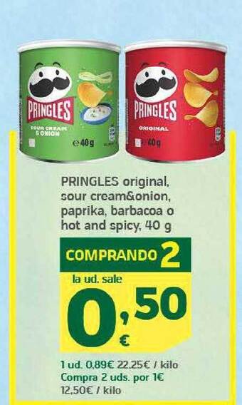 HiperDino Pringles Original Sour Cream &onion Paprika Barbacoa O Hot And Spicy oferta