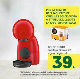 HiperDino Dolce Gusto Cafetera Piccolo Xs Roja O Negra oferta