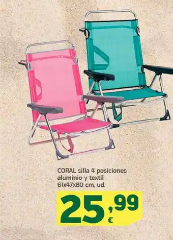 HiperDino Coral Silla 4 Posiciones Aluminio Y Textil oferta