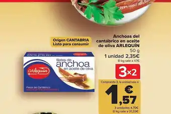 Carrefour Anchoas Del Cantábrico En Aceite De Oliva Arlequín oferta