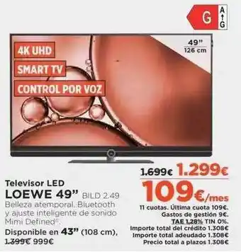 El Corte Inglés Televisor Led Loewe 49 oferta