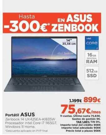 El Corte Inglés Portátil Asus oferta
