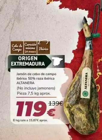 Carrefour Jamón De Cebo De Campo Ibérico 50% Raza Ibérico Altanera oferta