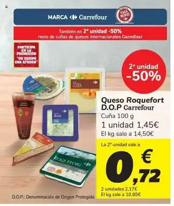 Carrefour Queso Roquefort D.O.P Carrefour 100g oferta