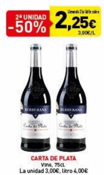 Hiperber 2a Unidad -50% Carta De Plata Vino oferta