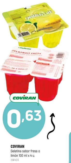 Coviran Coviran Gelatina sabor fresa o limón 100 ml x 4 u. oferta