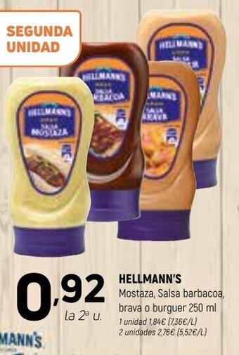 Coviran Hellmann's Mostaza,Salsa barbacoa,brava o burguer 250 ml oferta
