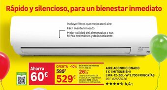 Leroy Merlin Aire acondicionado 1 x 1 mitsubishi lmk-12-z6l-w 2.700 frigorías oferta