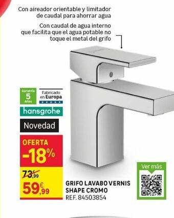 Leroy Merlin Grifo lavabo vernis shape cromo oferta
