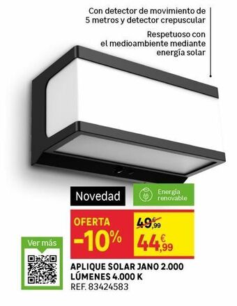 Leroy Merlin Aplique solar jano 2.000 lúmenes 4.000 k oferta