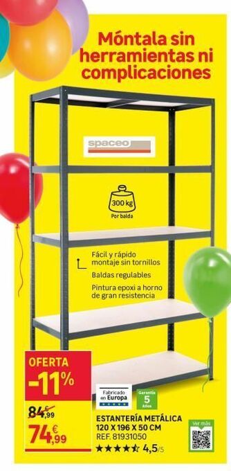 Leroy Merlin Estantería metálica 120 x 196 x 50 cm oferta
