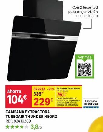 Leroy Merlin Campana extractora turboair thunder negro oferta