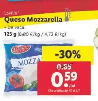 Lidl Lovilio Queso Mozzarella 125 g oferta