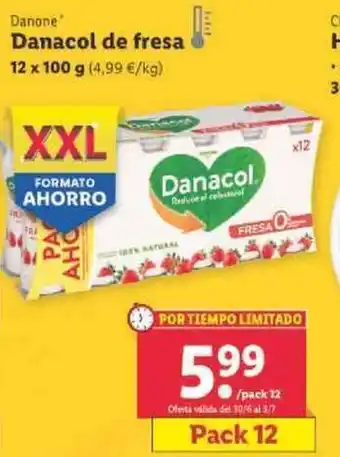 Lidl Danone Danacol de Fresa oferta