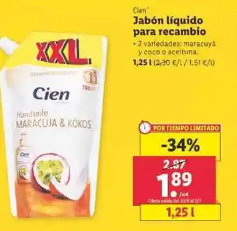 Lidl Clem Jabón Líquido Para Recambio 1.25 l oferta