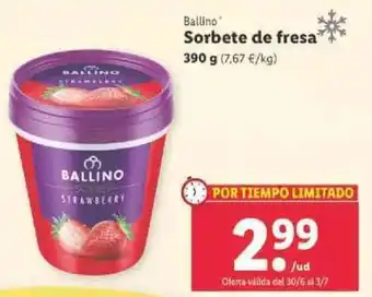 Lidl Ballino Sorbete de Fresa 390 g oferta