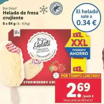 Lidl Bon Gelati Helado de fresa crujiente 8 x 84 g oferta