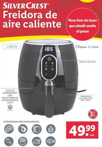 Lidl Silver Crest Freidora de aire caliente 1.350W 2.5 litros oferta
