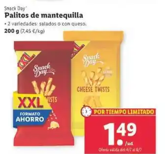 Lidl Snack Day Palitos de mantequilla 2 variedades salados o con queso 200g oferta