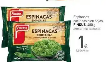 Condis Findus Espinacas Cortadas O En Hojas 400g oferta