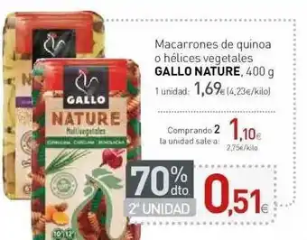 Condis Gallo Nature Macarrones De Quinoa O Hélices Vegetales 400g oferta