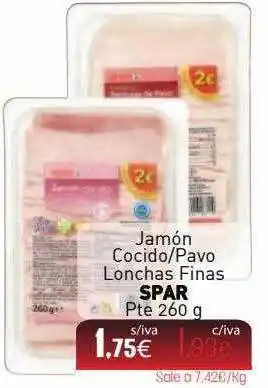 Cuevas Cash Jamón Cocido Pavo Lonchas Finas Spar oferta
