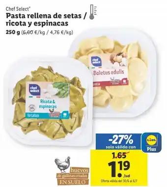 Lidl Pasta rellena de setas ricota y espinacas oferta