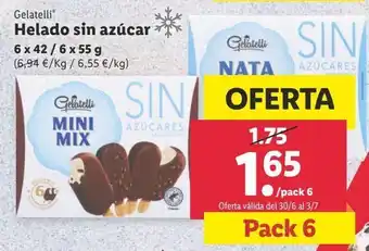 Lidl Helado sin azúcar gelatelli oferta