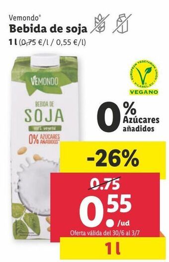Lidl Bebida de soja oferta