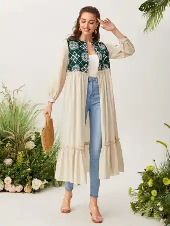 Shein Shein kimonos de mujer volante fruncido volante rígido color combinado barroco bohemio oferta