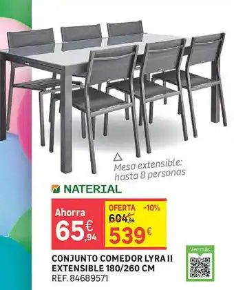 Leroy Merlin Conjunto Comedor Lyra Ii Extensible 180 260 Cm Naterial oferta