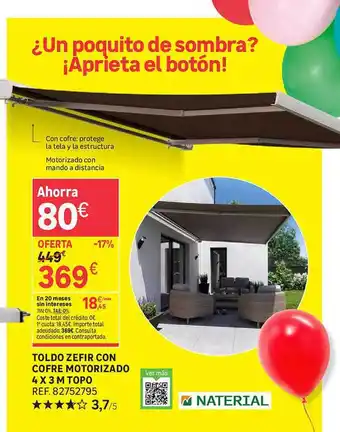 Leroy Merlin Toldo Zefir Con Cofre Motorizado 4 X 3 M Topo Naterial oferta