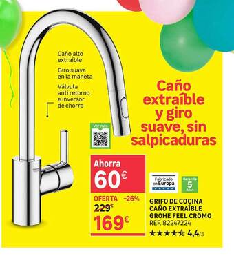 Leroy Merlin Grifo De Cocina Caño Extraíble Grohe Feel Cromo oferta