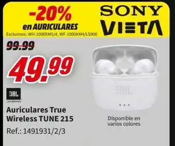 MediaMarkt Auriculares True Wireless Tune 215 Jbl oferta
