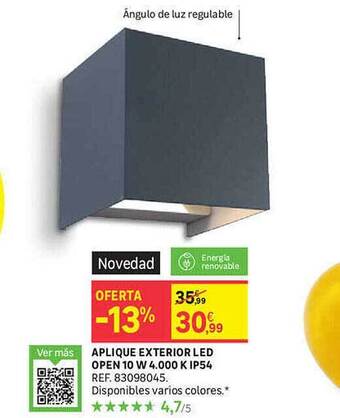 Leroy Merlin Aplique Exterior Led Open 10 W 4.000 K Ip54 oferta