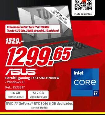 MediaMarkt Asus Portátil Gaming Fx517zm-hn001w oferta