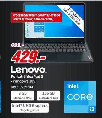 MediaMarkt Lenovo Portátil Ideapad 3 oferta