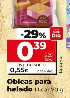 Maxi Dia Obleas para helados dicar oferta