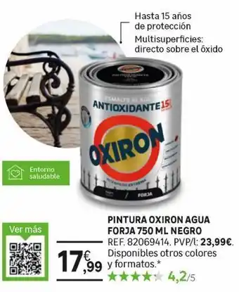 Pintura oxiron agua forja 750 ml negro